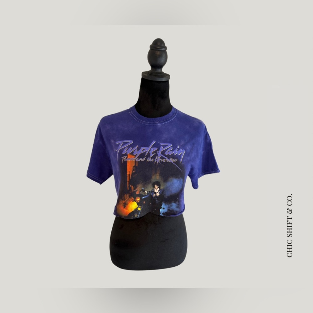 UO Prince 💜 Purple Rain Graphic Cropped Tee, Size M - One-of-a-Kind